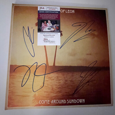 KINGS OF LEON SIGNED ALBUM RECORD 12'' LP VINYL COME AROUND SUNDOWN JSA