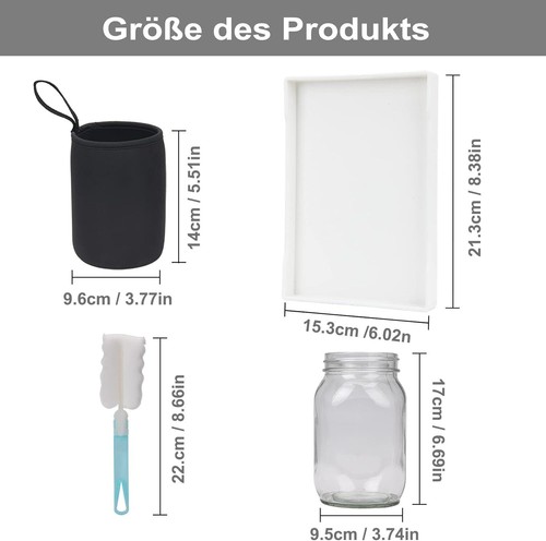 2 Stück Sprossenglas Set Sprossen Keimglas Sprouting Jar 1000ml Glas Keimgläser - Bild 4 von 9