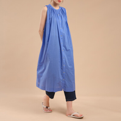 Women Shirt Tank Top Dress Full Button Down Sleeves Loose Summer Casual