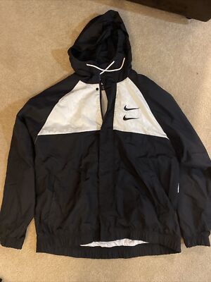 swoosh woven hooded jacket