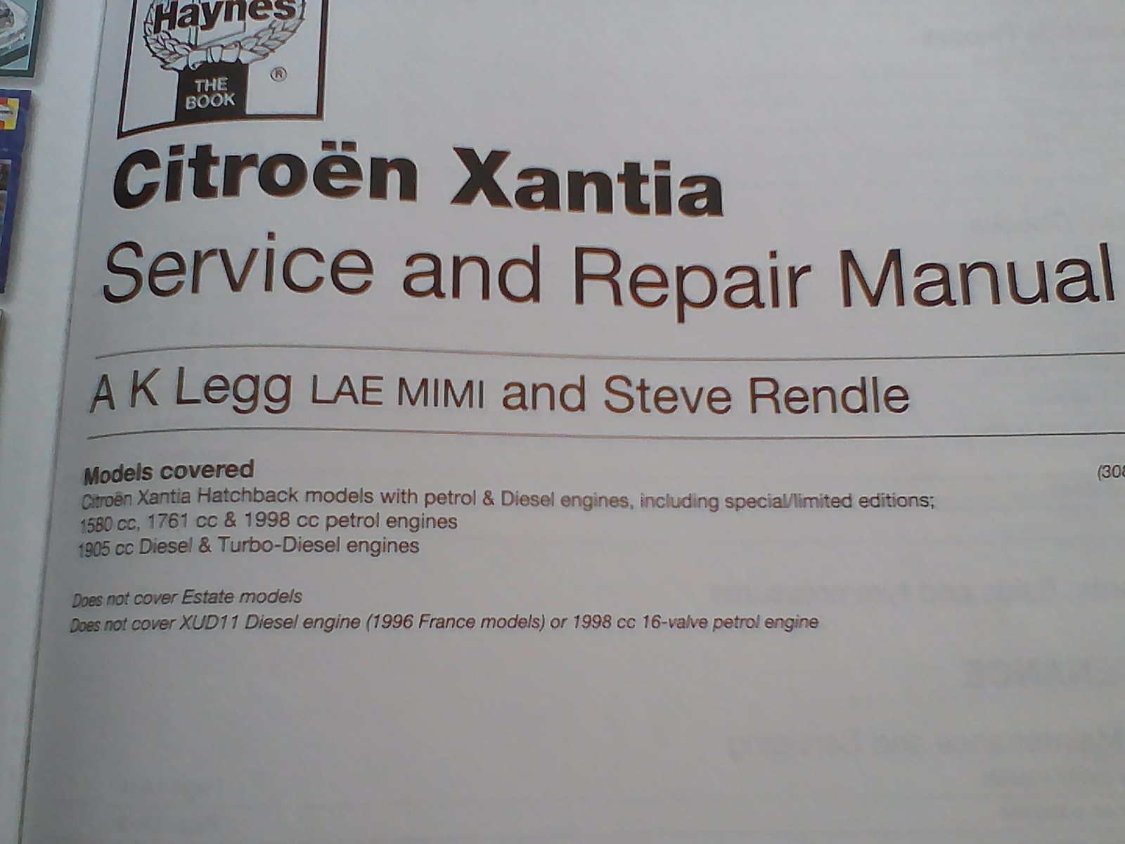 HAYNES WORKSHOP MANUAL CITROEN XANTIA 93-95 PETROL & DIESEL MODELS 3082  TURBO | eBay