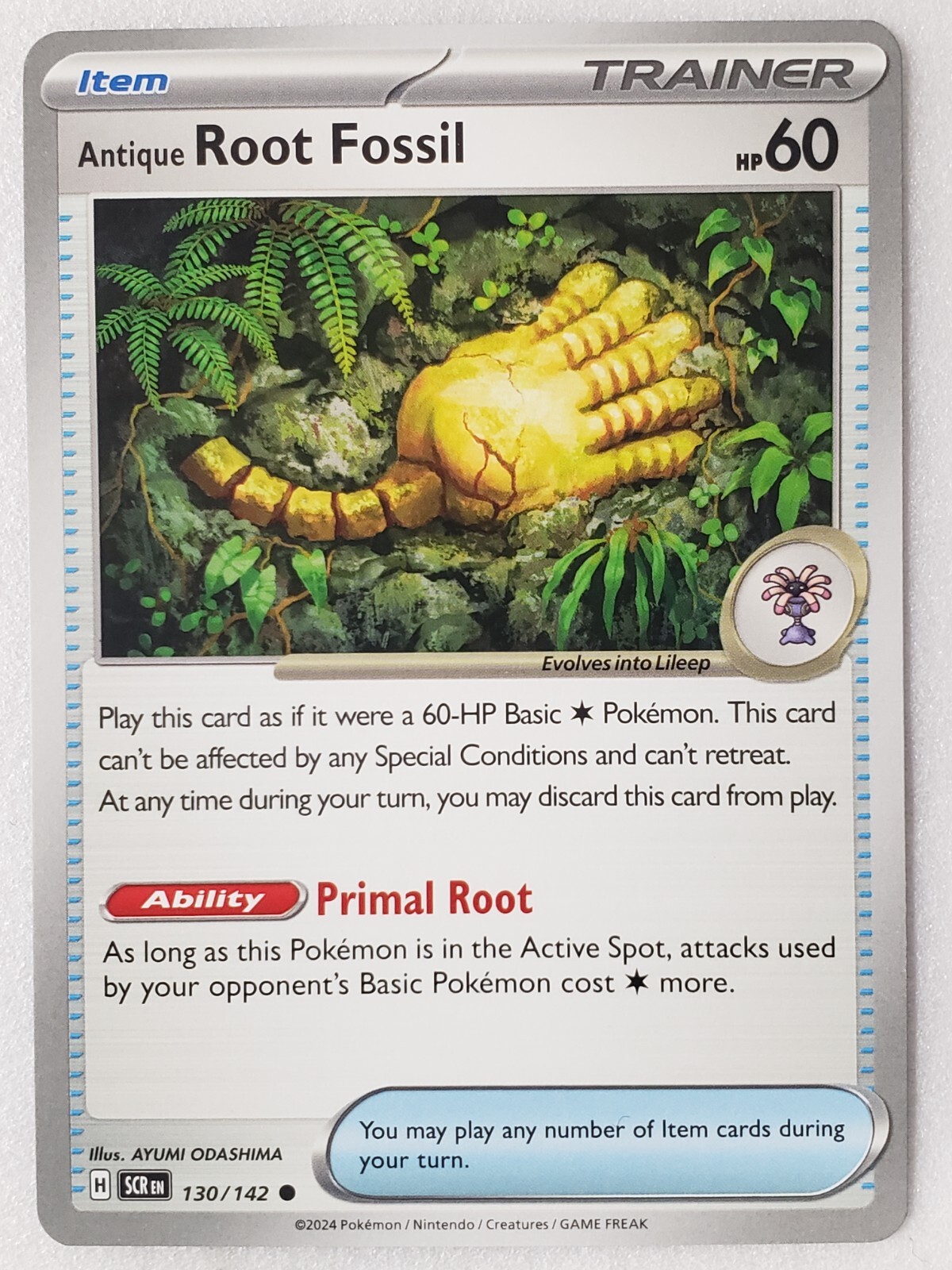Antique Root Fossil 130/142 NM / M - Stellar Crown Pokemon Card