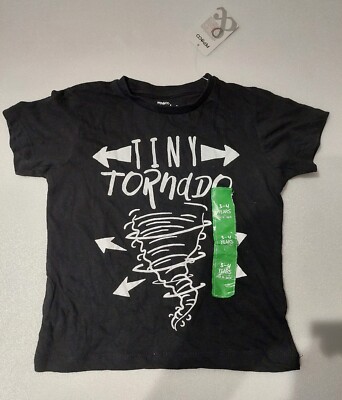 Jungen winziges Tornado-T-Shirt Alter 3-4 Pep&Co schwarz Geschenk Tornado Terror 26