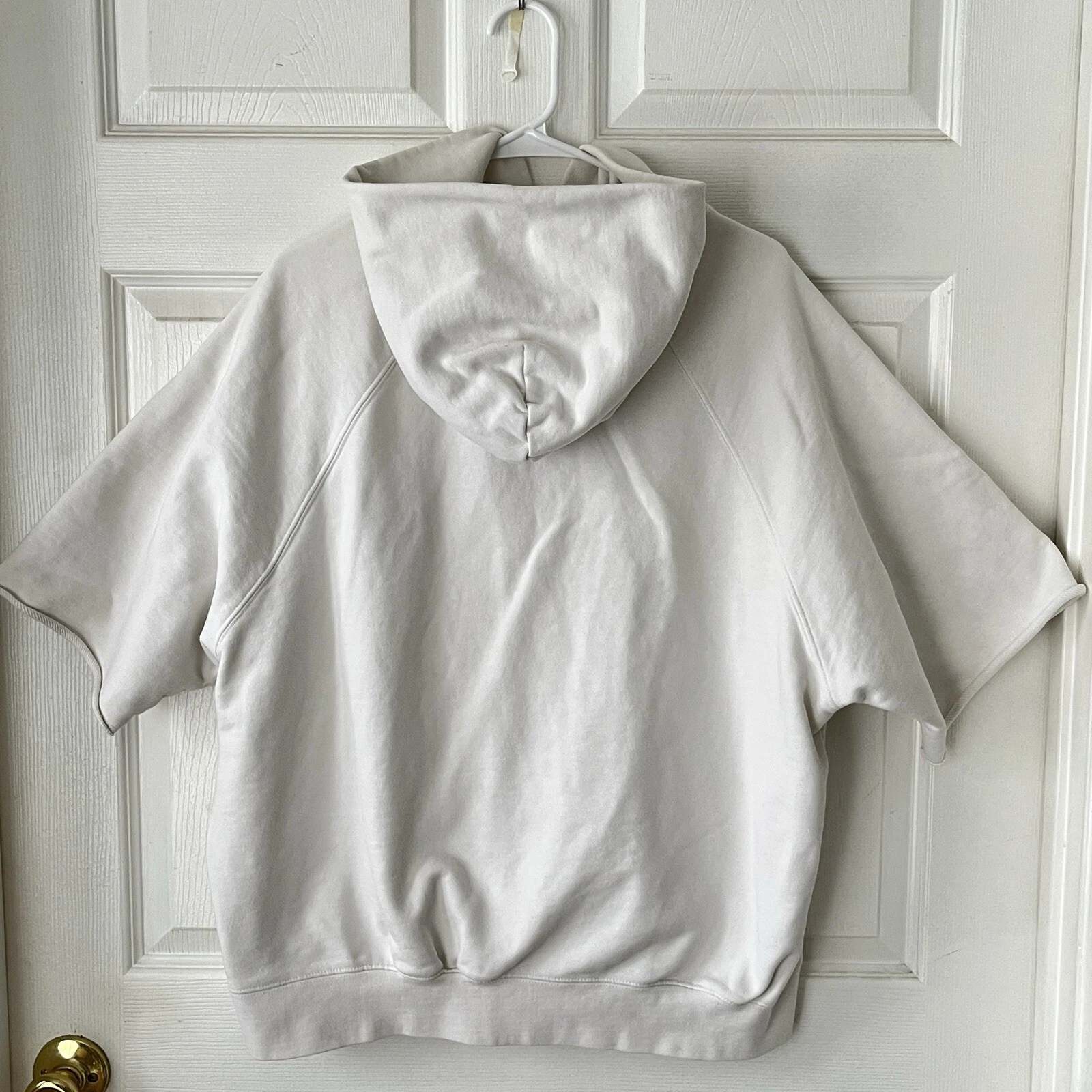 Fear of GOD Essentials Felpa con cappuccio manica corta FOG bianca M cotone tasca canguro