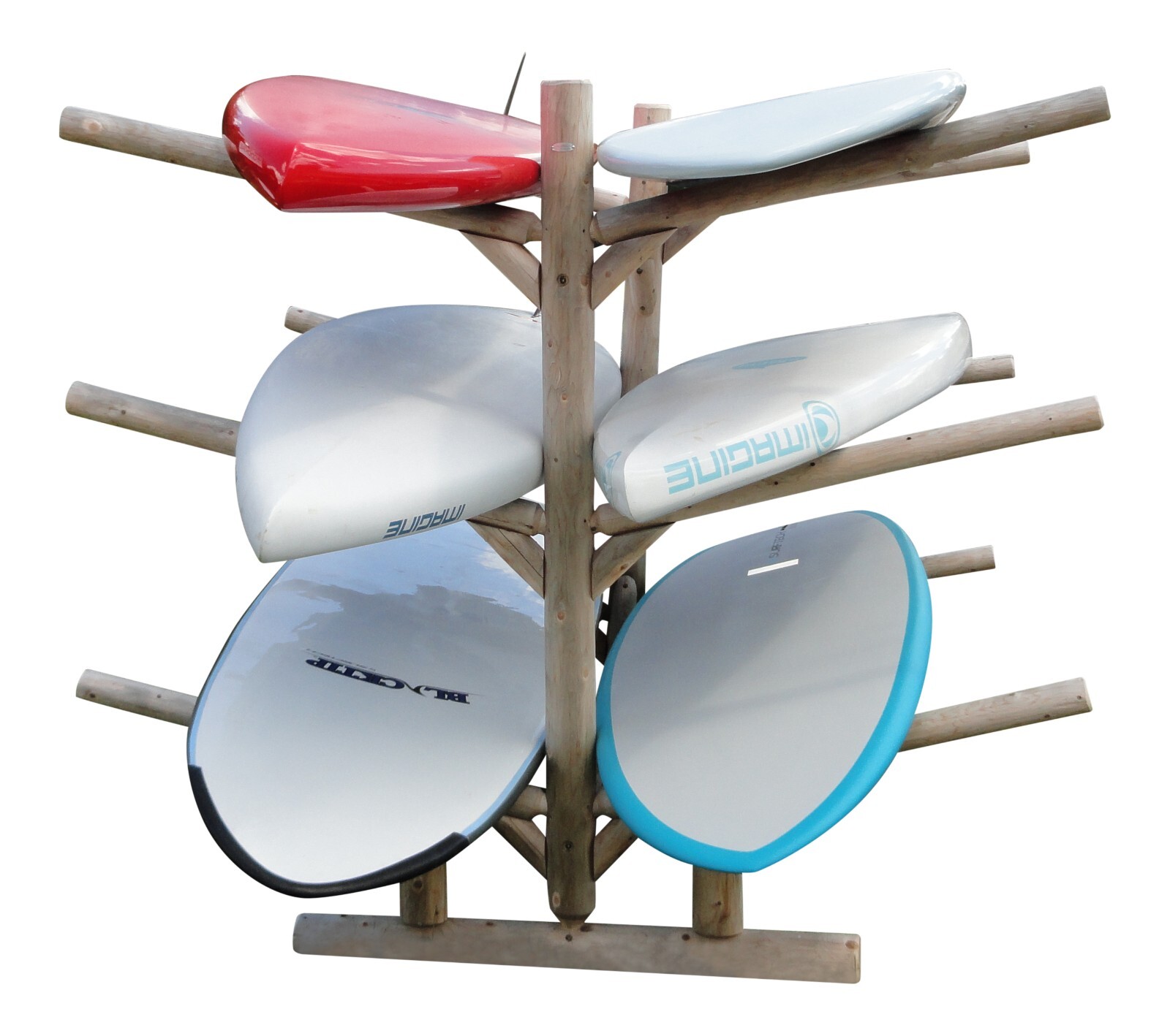 Log Kayak Rack 6-place Natural Finish By Hitch Exclusives