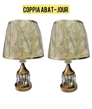 Coppia Lume moderno da comodino abat jour lampada da tavolo 2pz Oro 