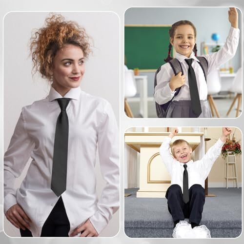 Ties for Women, Adjustable Pre Tied School Tie for Boys Girls Kids/Red Black - Picture 3 of 7