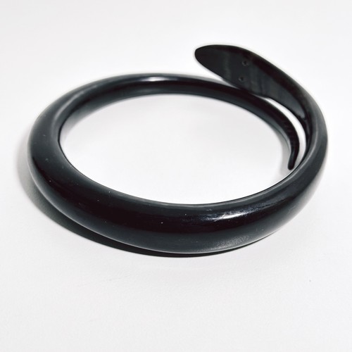 Vintage Hand Carved Horn Snake Bangle Bracelet 1950s Tribal Style Jewellery - Imagen 11 de 24