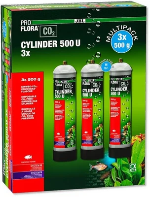 JBL PROFLORA CO2 CYLINDER u500 3x 500 g CO2 Einweg Vorratsflasche für Aquarien