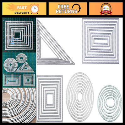 Metal Cutting Dies Stencil Set - Triangle, Square, Rectangle, Round, Ellipse for
