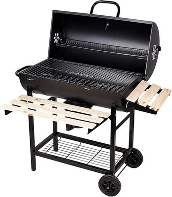 Holzkohlegrill BBQ 104x97x66 cm mobil mit Rädern Standgrill Garten Grillwagen