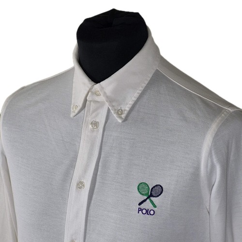 Womens Polo Ralph Lauren Wimbledon Knit Oxford Polo Shirt Large Tennis