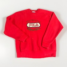 Vintage Property Of Fila International Embroidered Crewneck Red Sweatshirt XL