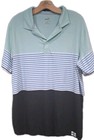 Puma Stripe Golf Polo Shirt Green/Blue/Black Mens Size  L