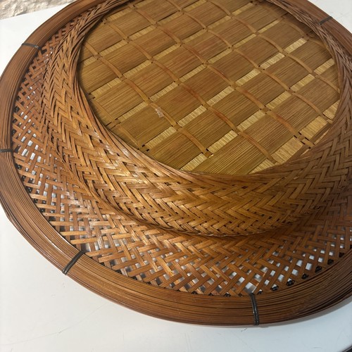 Vintage Bowl Plate Basket Woven Straw Center Piece Ethnic Farmhouse Home Decor - Picture 8 of 16