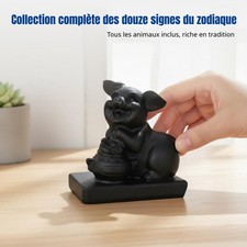 Déco zodiaque cristal noir, sculpture créature polie, pièce décorative