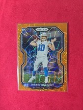 2020 Panini Prizm Justin Herbert RC Orange Laser Prizm #325 Chargers Rookie Card. rookie card picture