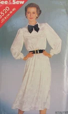 VTG Butterick 5520 See & Sew Women's 14-18 Tucked Bodice Pretty Dress Pattern UC