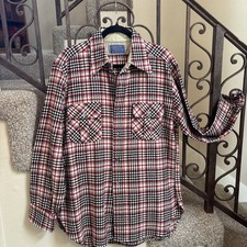 Vtg Pendleton 100% Virgin Wool Tartan Plaid Shirt Large EUC Made In USA