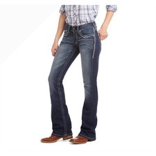 ARIAT WOMEN'S R.E.A.L. ENTWINED MID RISE STRETCH BOOT CUT JEAN - MARINE 29R