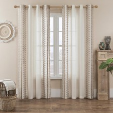 Boho Curtains for Living Room Bedroom Cream Sheer Curtains 84 Inches Long 2 P...