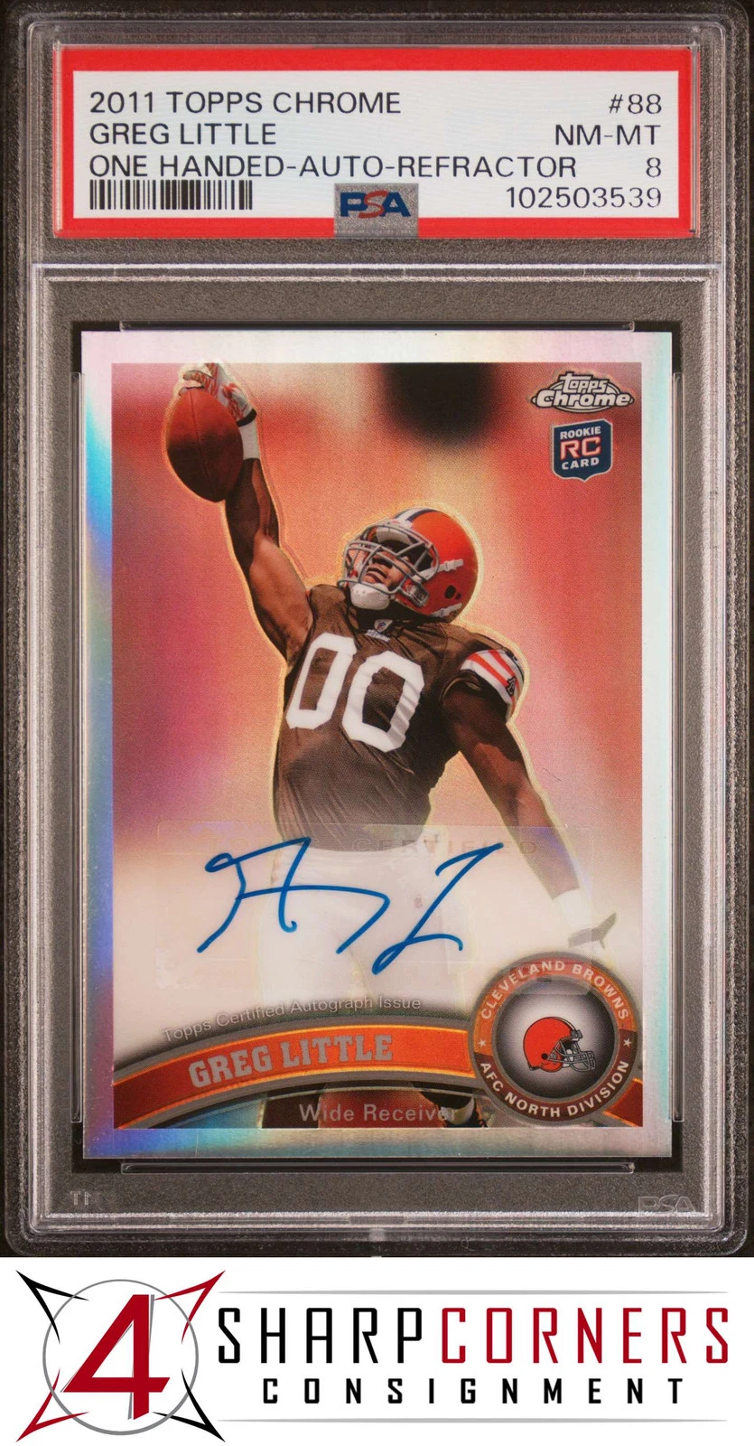 Greg Little Topps Chrome #88 One Handed Catch-Autograph-Refractor