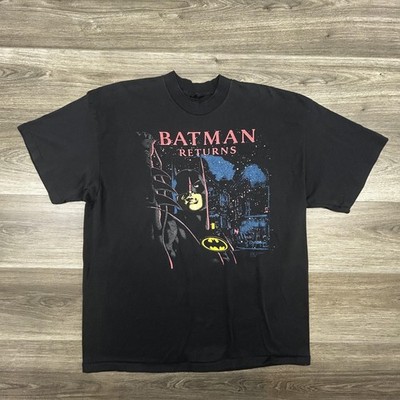 Vintage Batman Returns Shirt Mens XL Black Movie Comic Graphic DC 1991 90s RARE