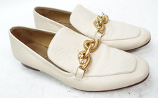 Tory Burch Horsebit Loafers Shoes Womens Size 8 Beige Leather Flats