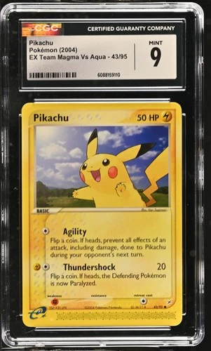 CGC 9 MINT Pikachu 2004 EX Team Magma Vs Aqua 43/95 Pokemon Card