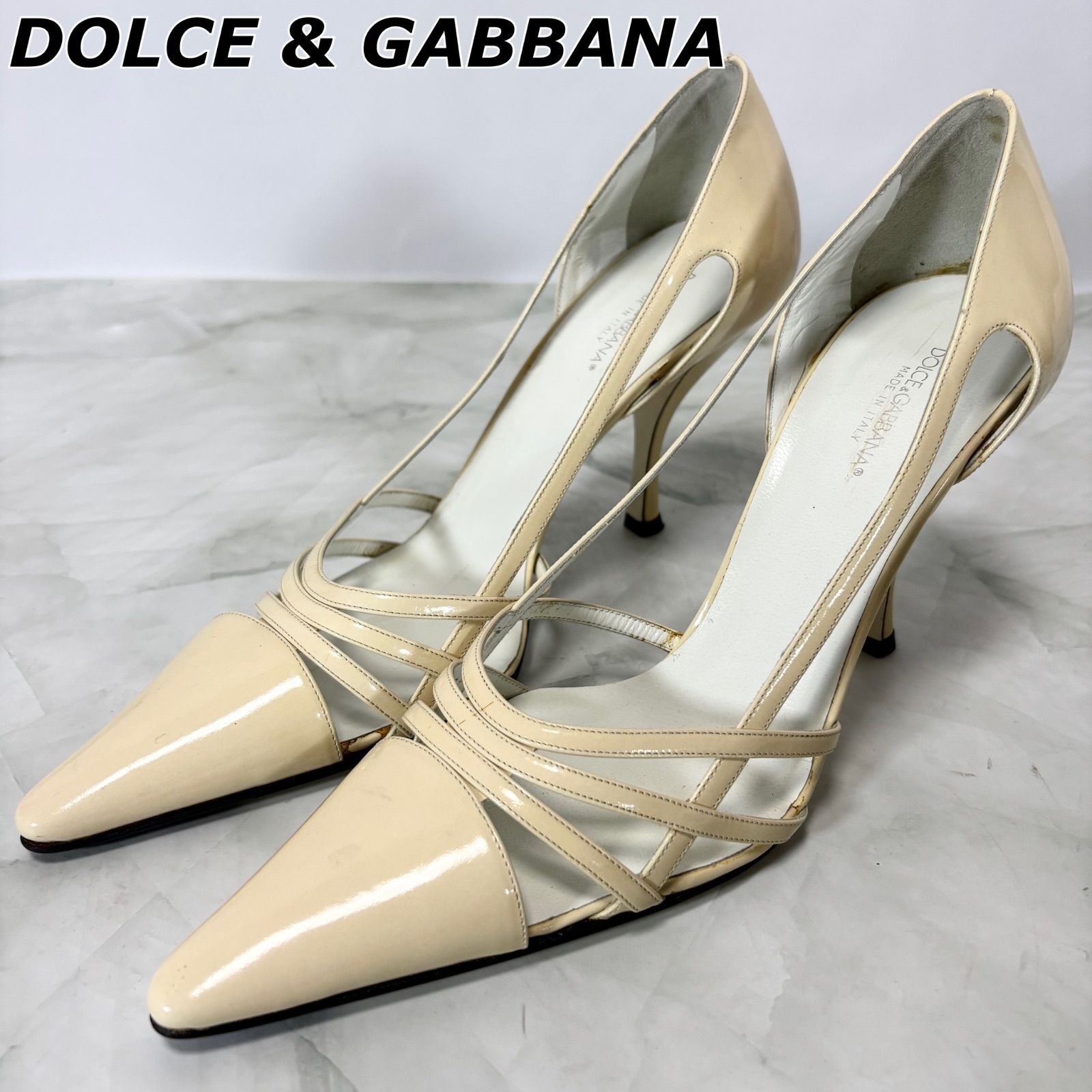 Dolce & Gabbana Patent Leather Pumps Size EU38 US8 Ivory High Heel