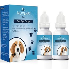 NOVEHA Pet Gel Eye Drops 0.3 Hyaluronan - 2x10mL for Dry Eyes in Pets