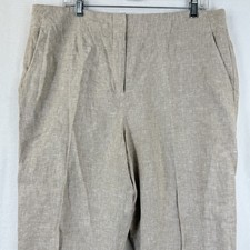 Talbots Southampton Pants 16 100% Linen Beige Straight Leg Womens