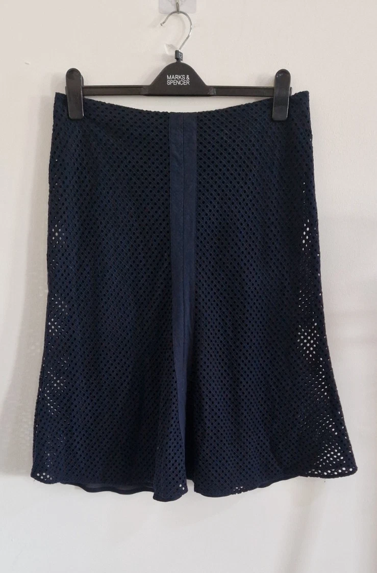 Jupe Femme Marks & Spencer Ligne A Jaune à Fleurs - Taille 14 - Coton 100% - Longueur Genou