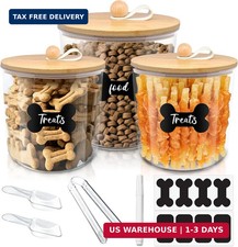 3 Pack Airtight Dog Treat Containers Bamboo Lids, Dog Treat Jars  Dog Food Stor