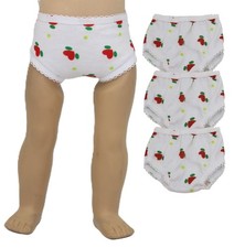 3 Pack Red Hearts on White Panties fit 18" American Girl Size Doll