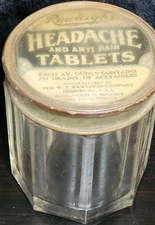 Rawleigh's Headache & Anti Pain Dome Glass General Store Counter Jar Advertising