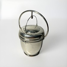 RARE Vintage Double Hinged Ice Bucket with Lid / Silver Pl W/ Pyrex Glass Insert