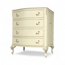 Vintage Cream French Louis XV Style Chest Of Drawers