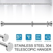 Hanging Pole Clothes Telescopic Hanger Rod Wardrobe Clothing Bar Garment Holder