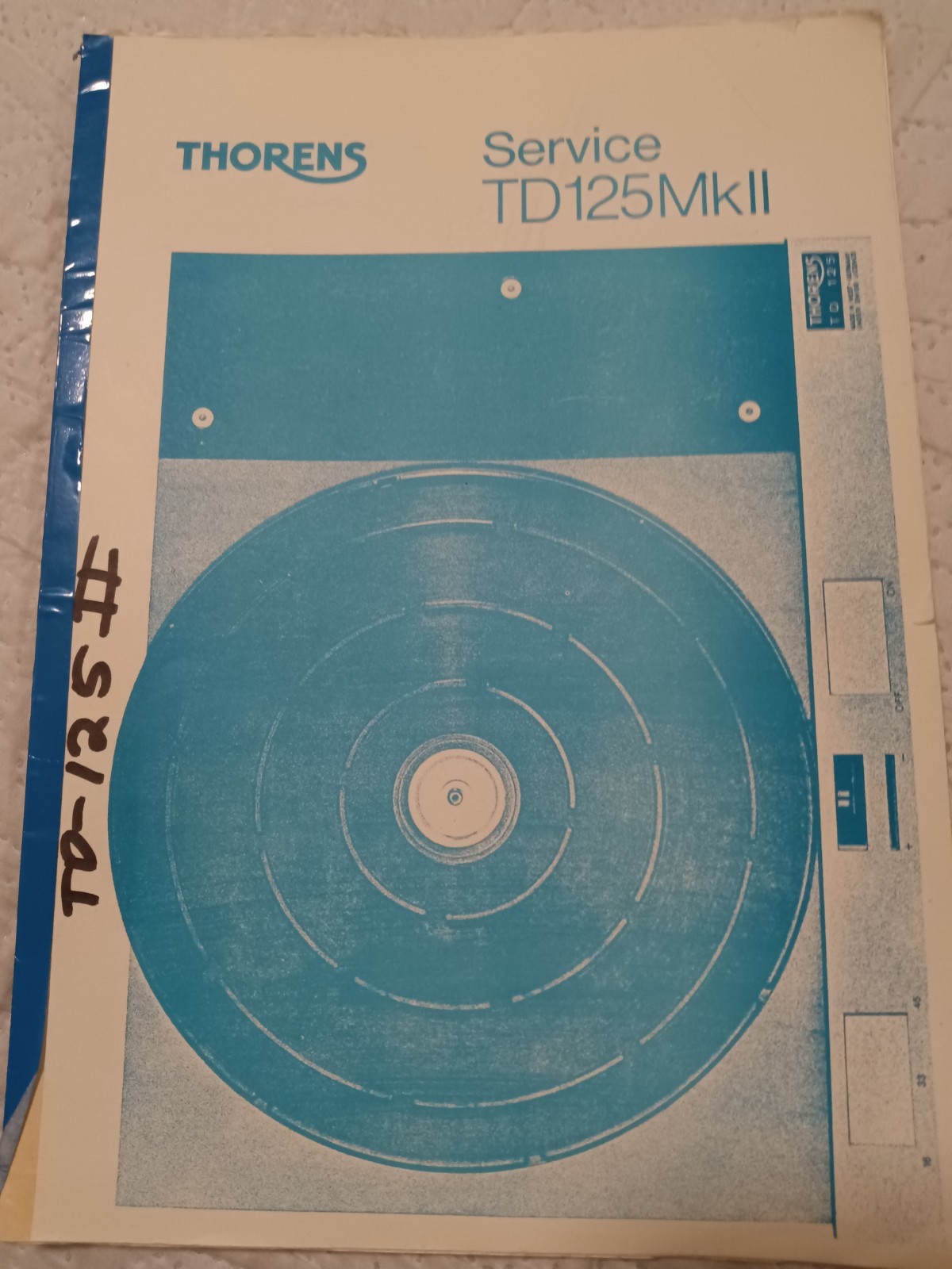 THORENS ELPA TD 125MkII Turntable Service Manual Original