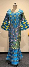 African Maxi Super Dress With Beautiful Beninese Embroidery Size M