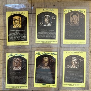 Lot of 6 Autograph Cooperstown Hall Of Fame Plaque Patricio Mize Conlan & More!