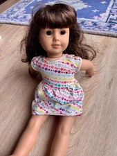 American Girl Truly Me 18" Doll Brown Hair Bangs brown Eyes 2017 Meet Dress