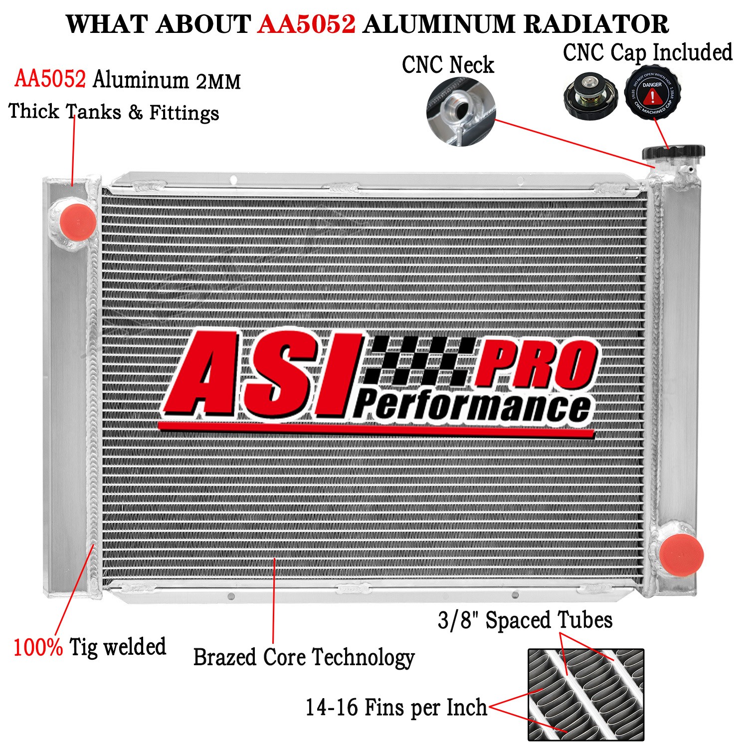 Universal 29" x 19" Aluminum Racing Radiator for Heavy Duty Chevrolet GM Chevy