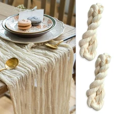 Ivory Cheesecloth Table Runner Set of 2 Runners 141 in Long Each Cream Gauze ...