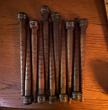 Vintage Original Wood Sewing Thread Spools Lot Empty Brown with Metal Ends