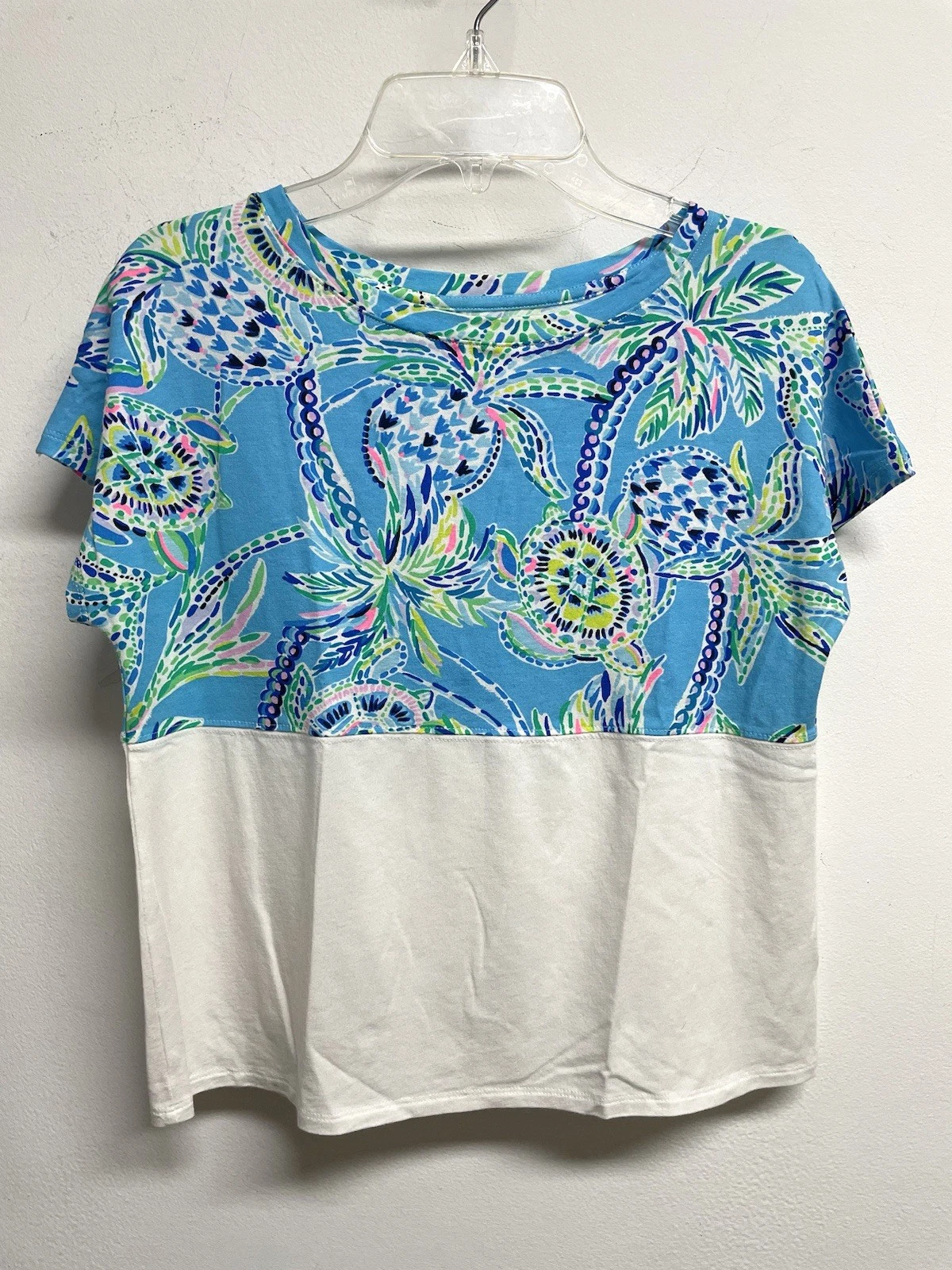 LILLY PULITZER Finn Bermuda Blue Turtle Cropped T-Shirt Top - Women’s Size XXS