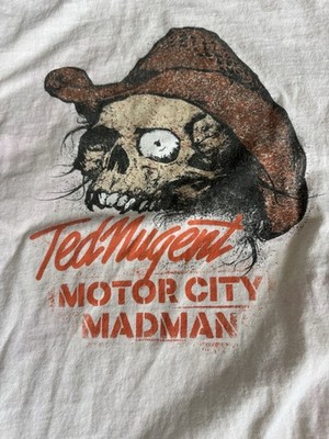 Vtg Ted Nugent Motor City Madman T Shirt Mens XL Beige Heavy Cotton Short Sleeve