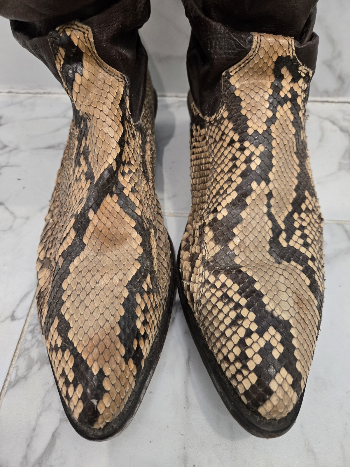 Genuine Upper Brown Leather Western Python Snakes… - image 8