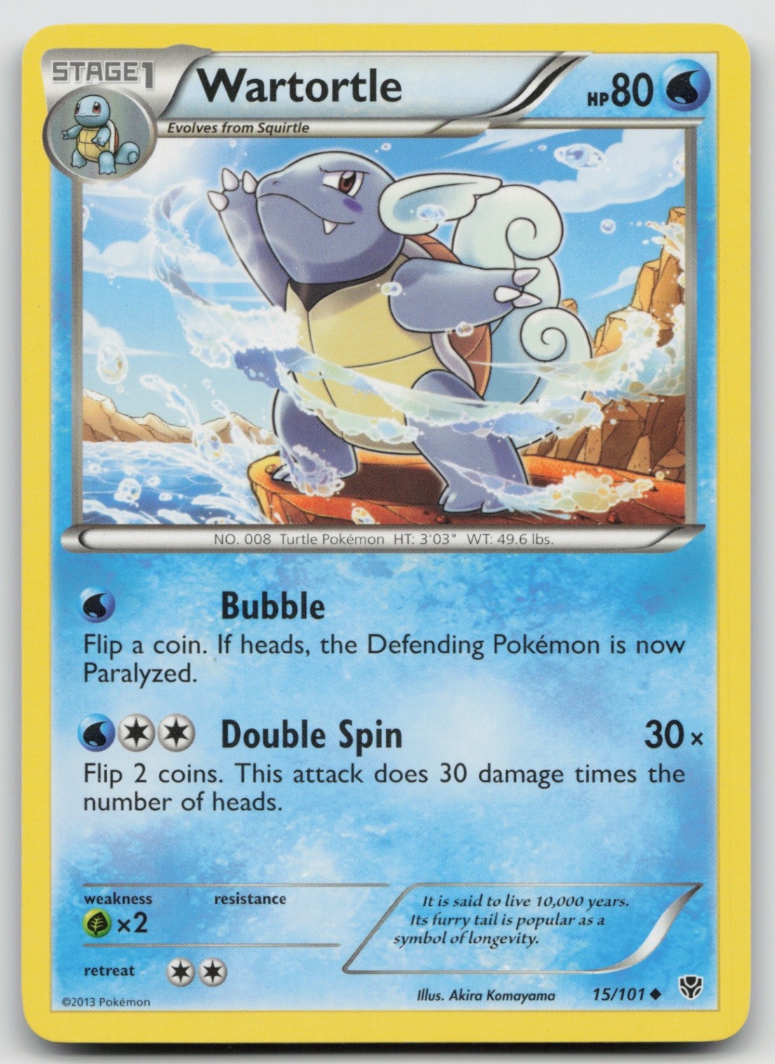Wartortle 15/101 Plasma Blast Akira Komayama Art Pokemon TCG Card